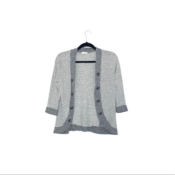 Maurices Gray & White Striped Button Open Front Cardigan Medium Women’s - Picture 12 of 12